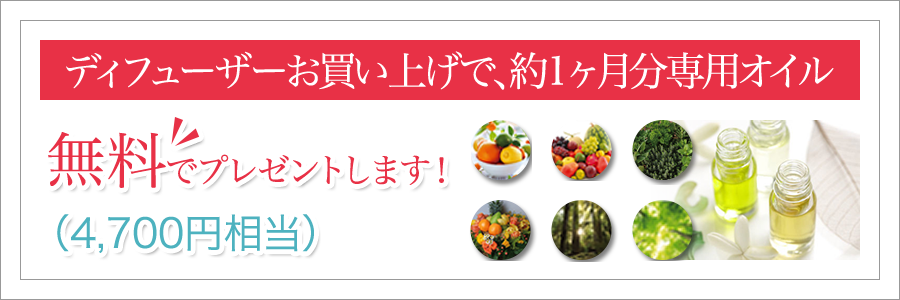 発売記念キャンペーン　先着300台限定　ご注文のお客様にお好きなオイル1点無料でプレゼントします！(4,800円相当)