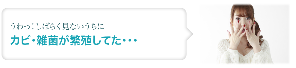 うわっ！しばらく見ないうちにカビ・雑菌が繁殖してた・・・