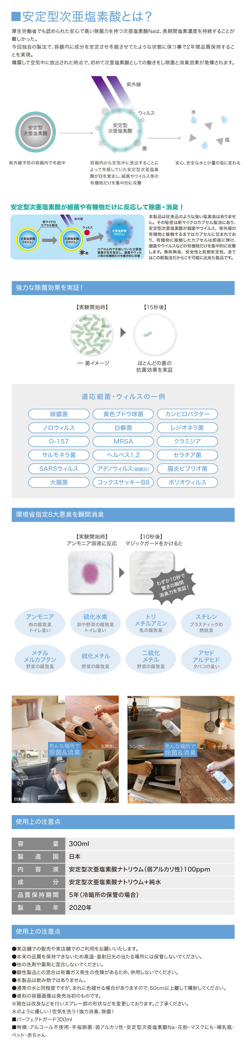 安心の日本製　除菌スプレー パーフェクトガード